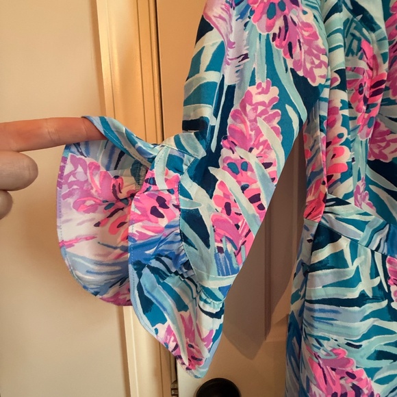 LILLY PULITZER NEW Peacock Blue Tweethearts Laeda Stretch Dress Size Small - Picture 4 of 10